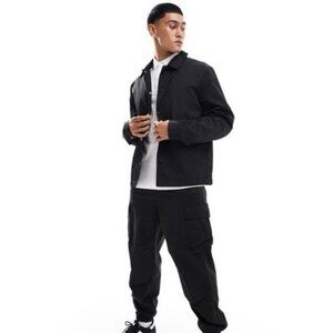 NWOT ASOS DESIGN Black Lightweight Coach Button Up Jacket Men’s Size Small